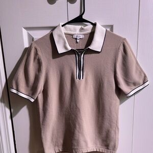 Reiss Beige and White Polo Shirt
